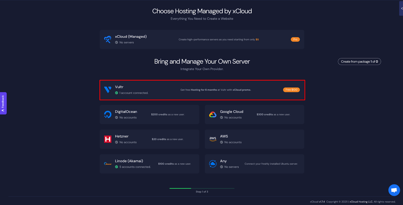 Add Vultr API Key in xCloud
