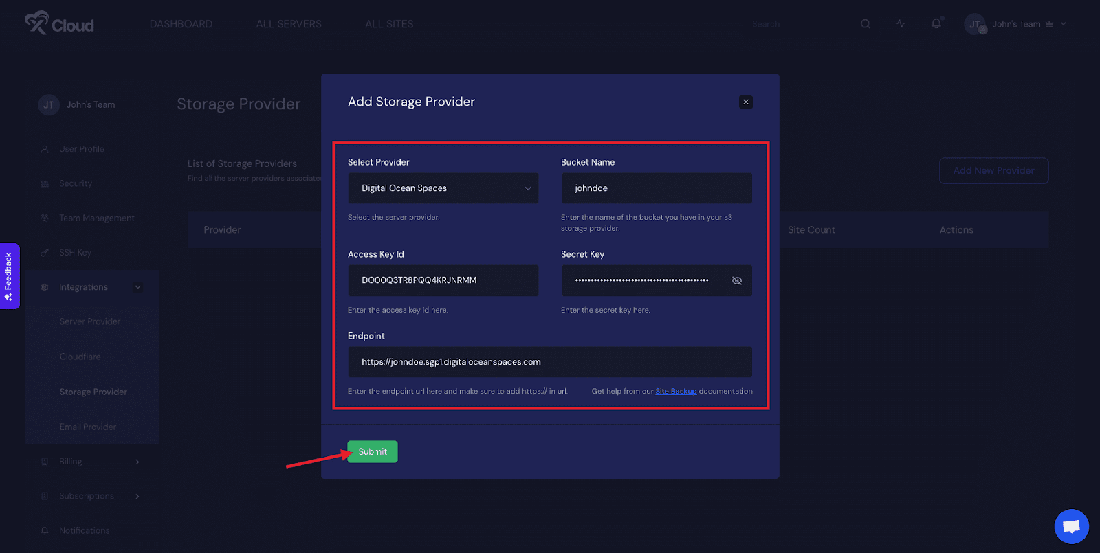 site backups