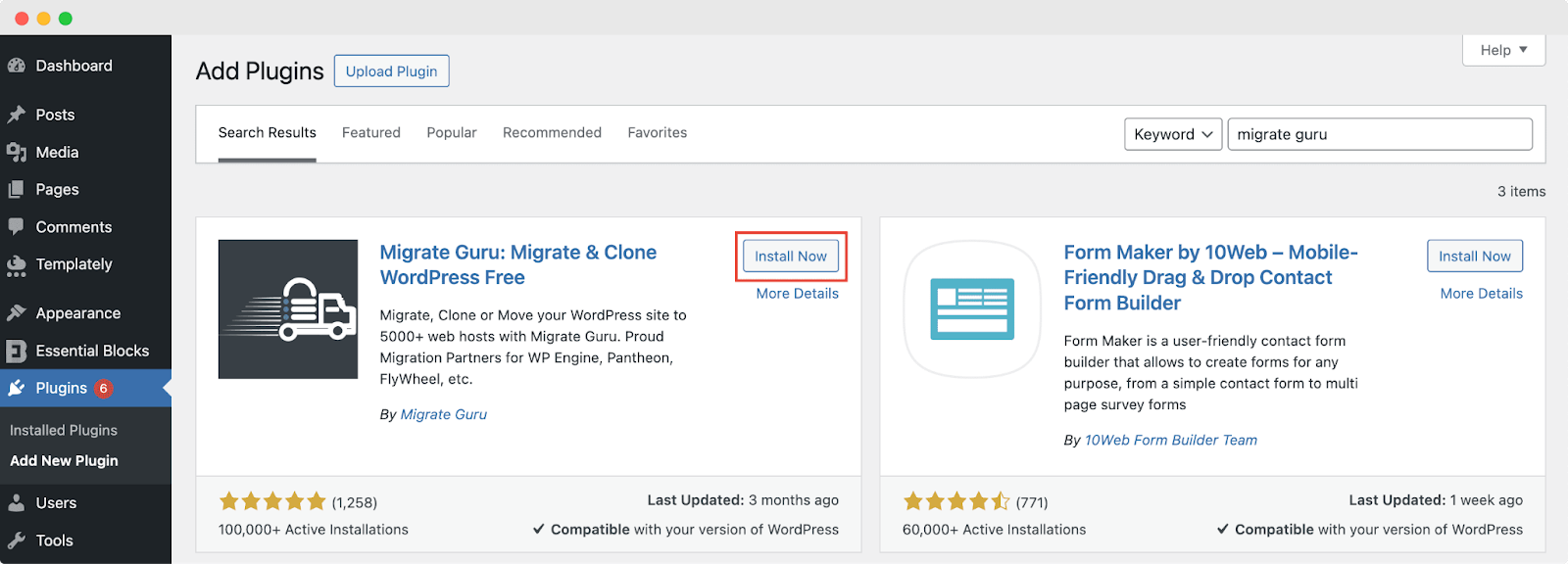 migrate a website with Migrate Guru in xCloud