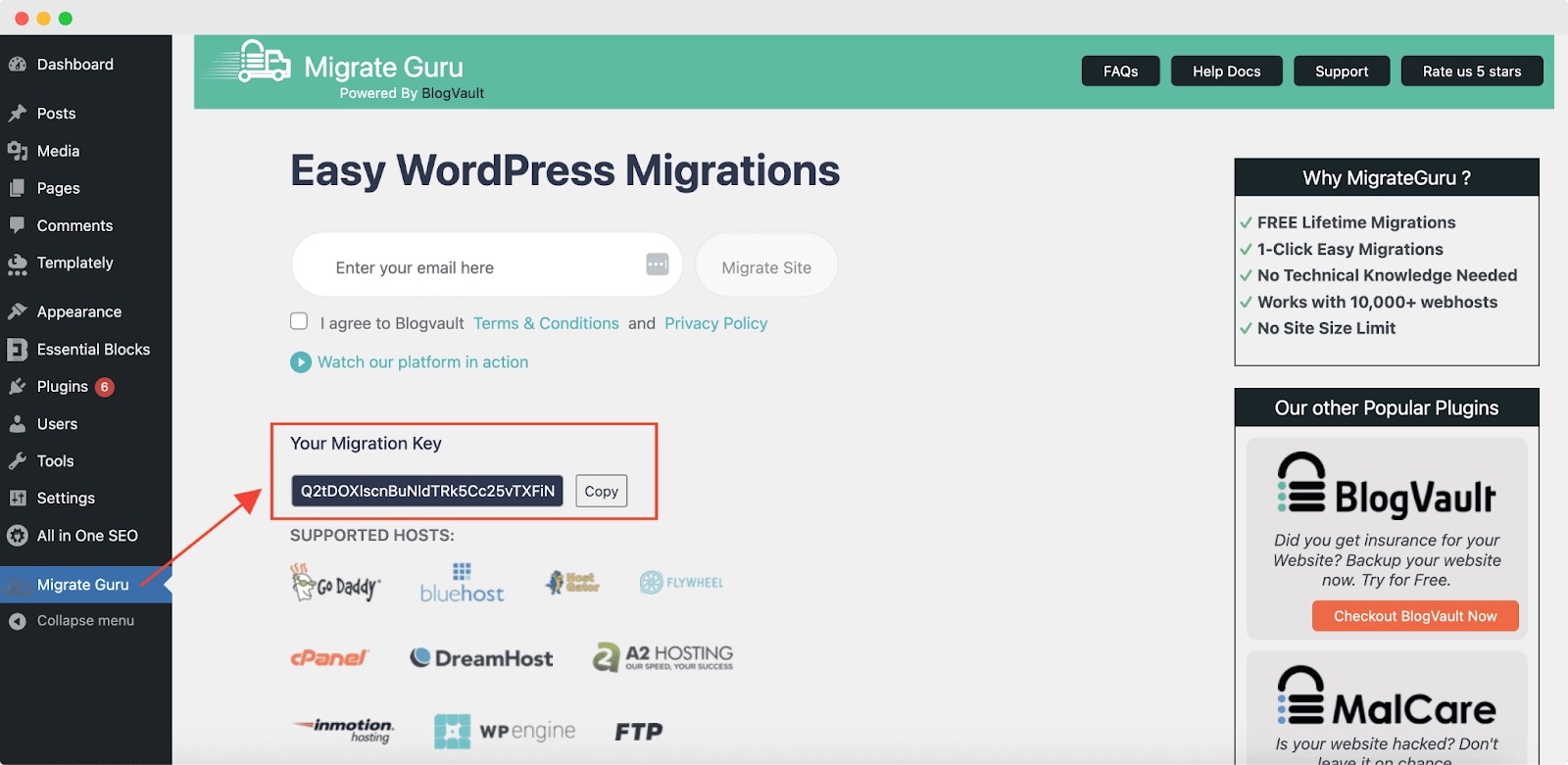 migrate a website with Migrate Guru in xCloud