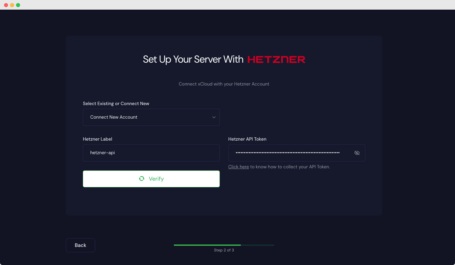 set up a Hetzner server in xCloud