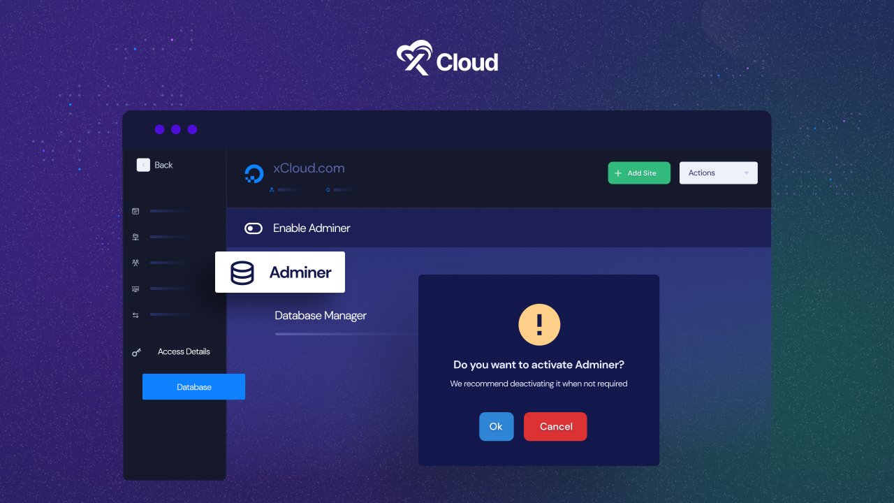 Adminer in xCloud