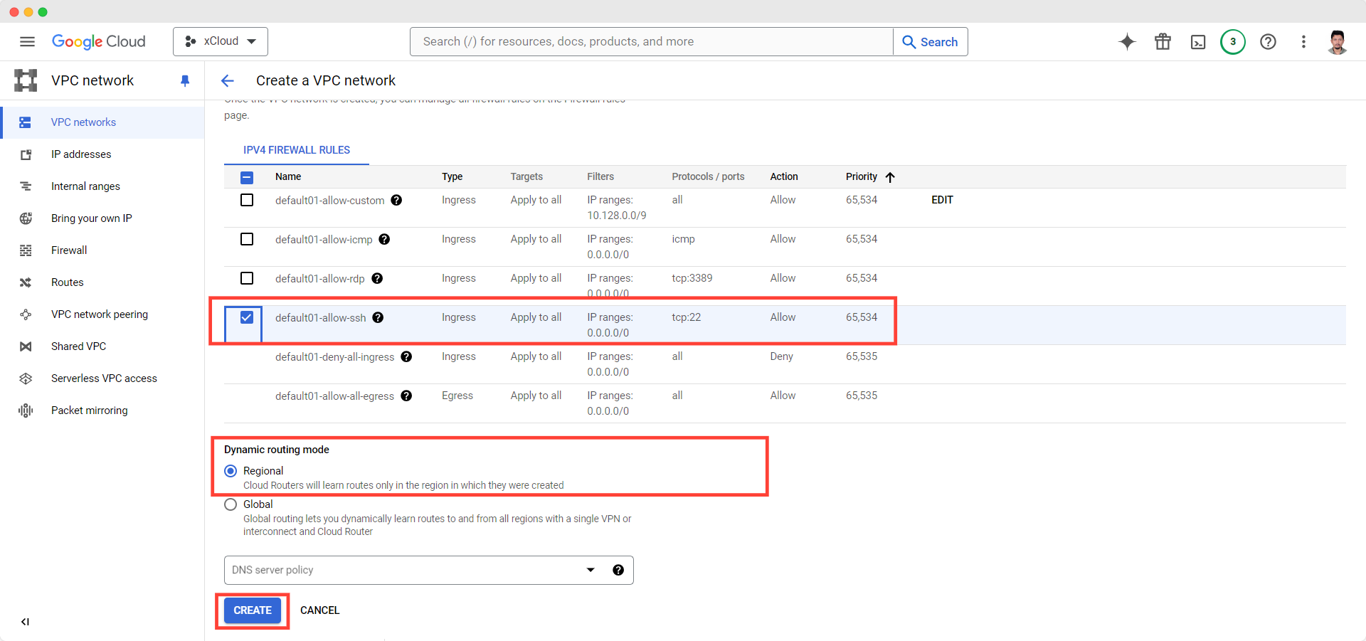 Google Cloud Platform server