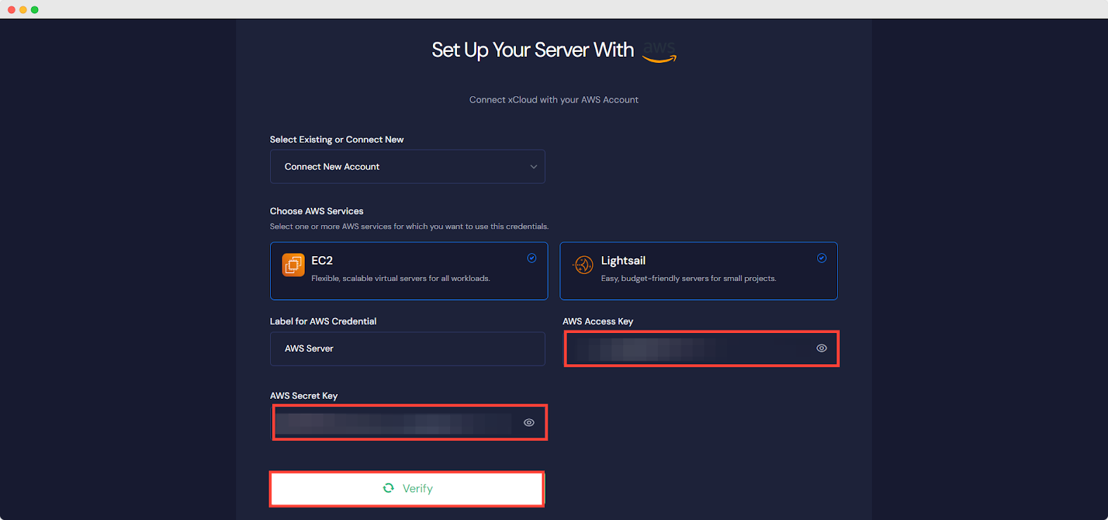 AWS Server In xCloud