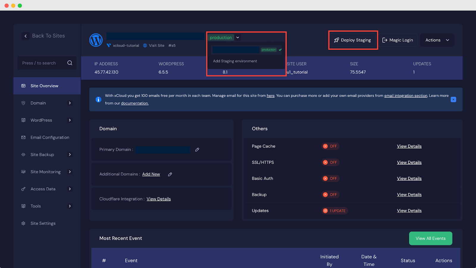 Create a Staging Environment