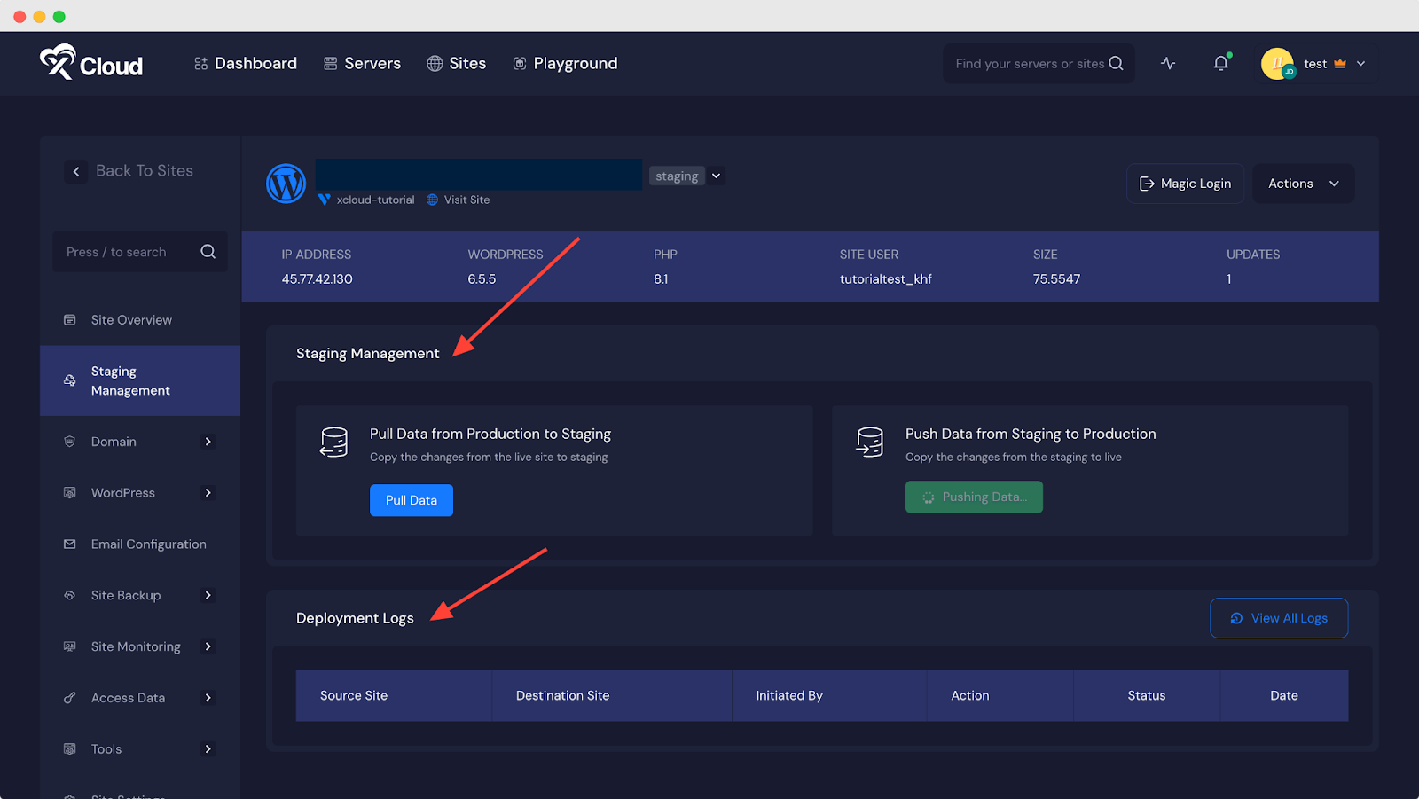 Create a Staging Environment