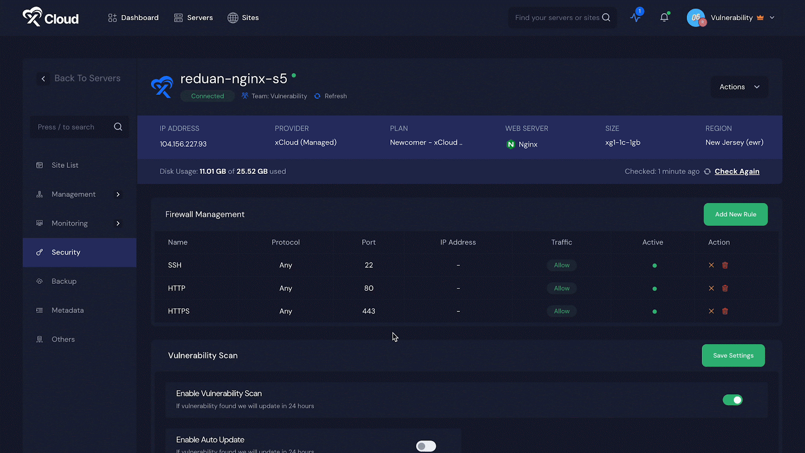 Website Vulnerability Checker in xCloud