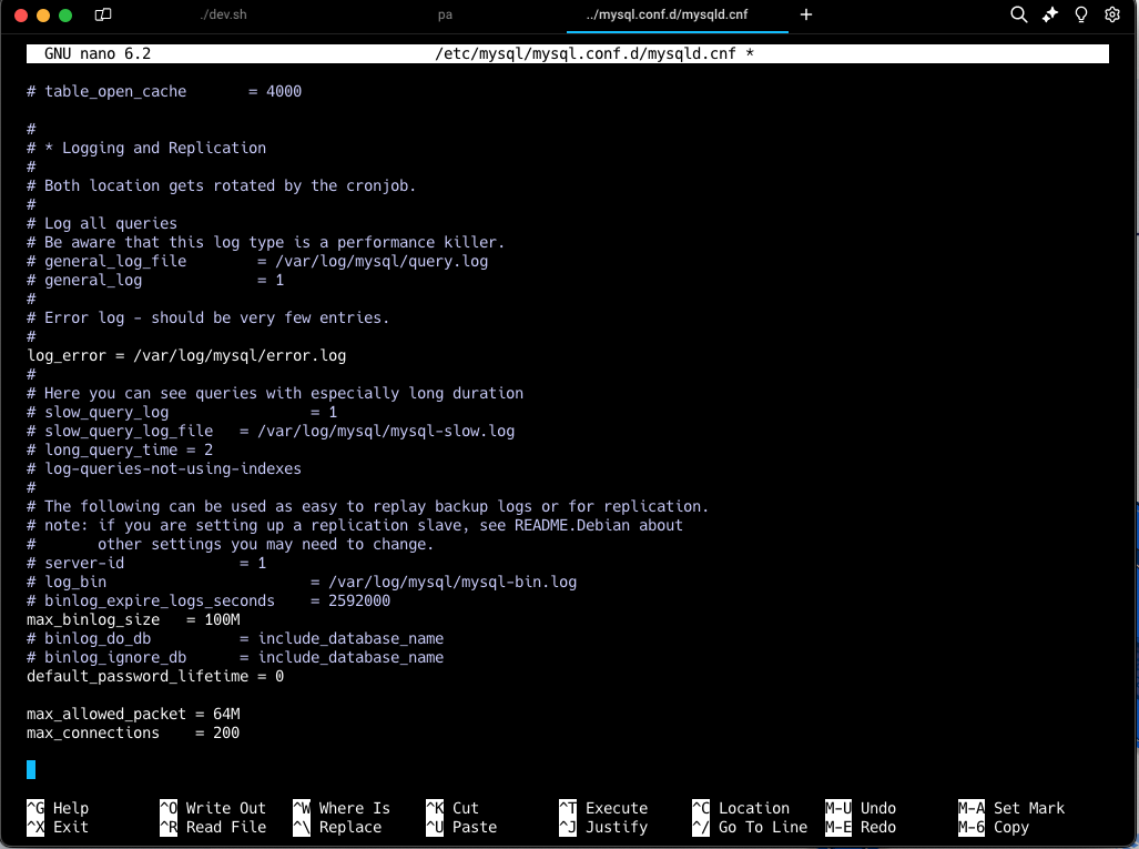 change MySQL max connection