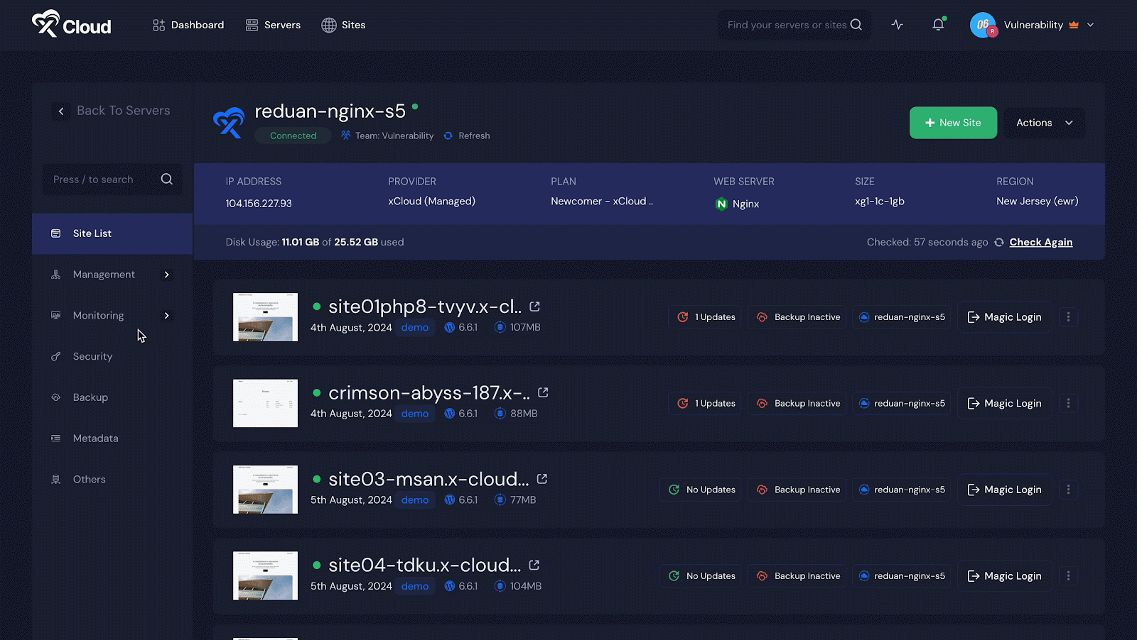 Website Vulnerability Checker in xCloud