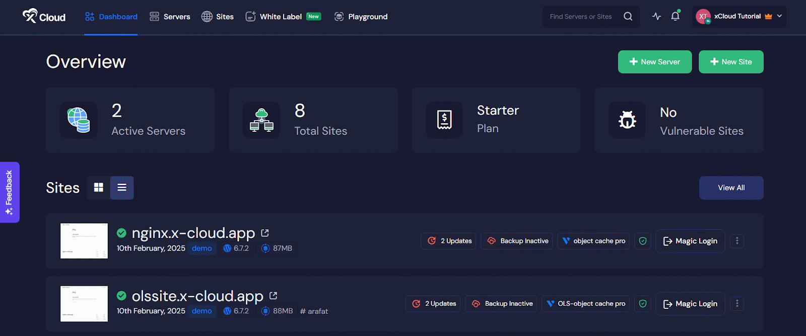 File Manager and Adminer in xCloud