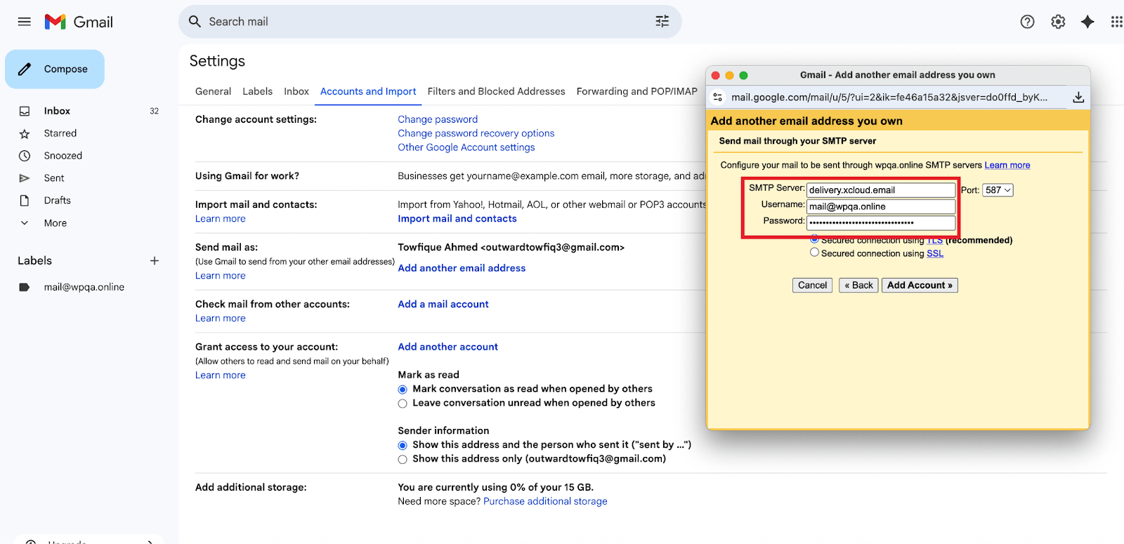 Configure a Business Mail account on Gmail