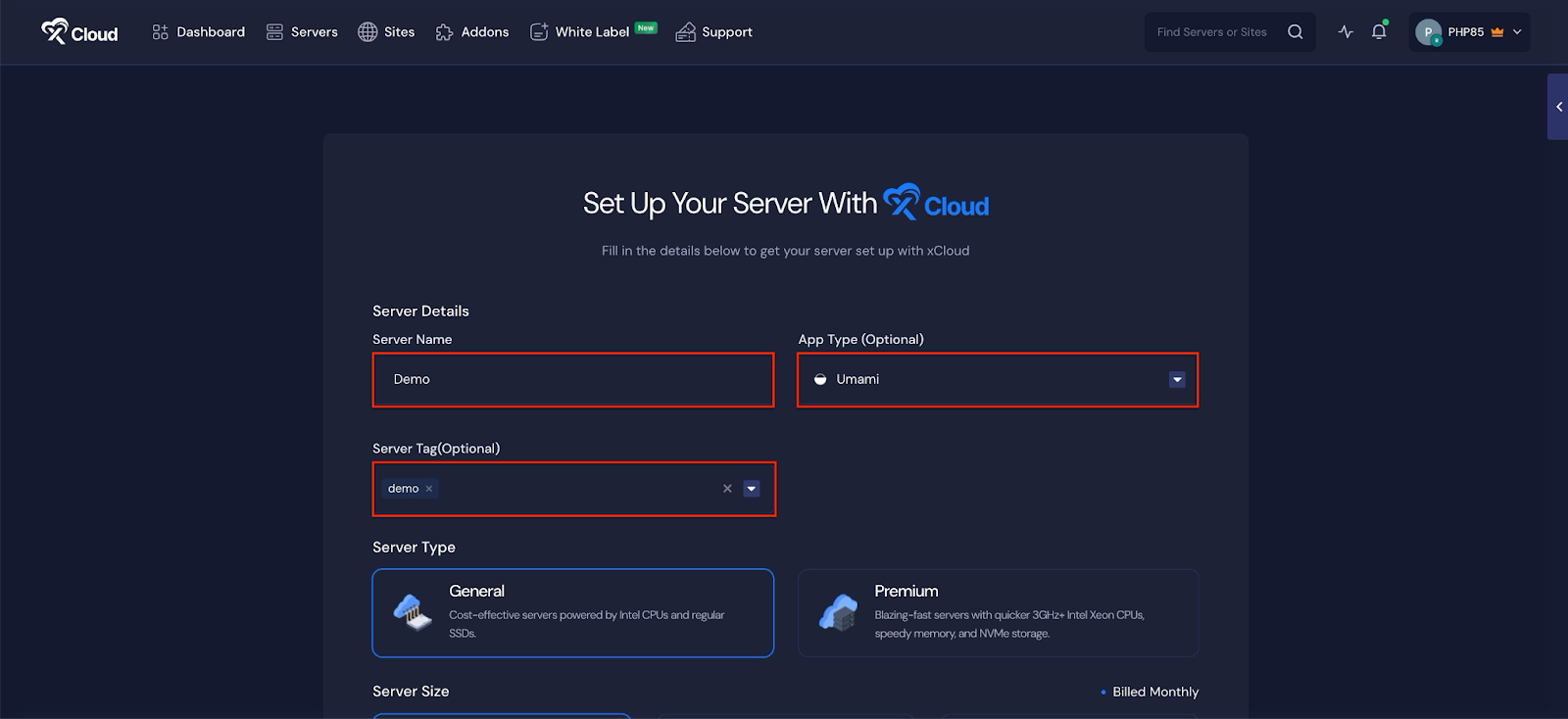 Install Umami with xCloud