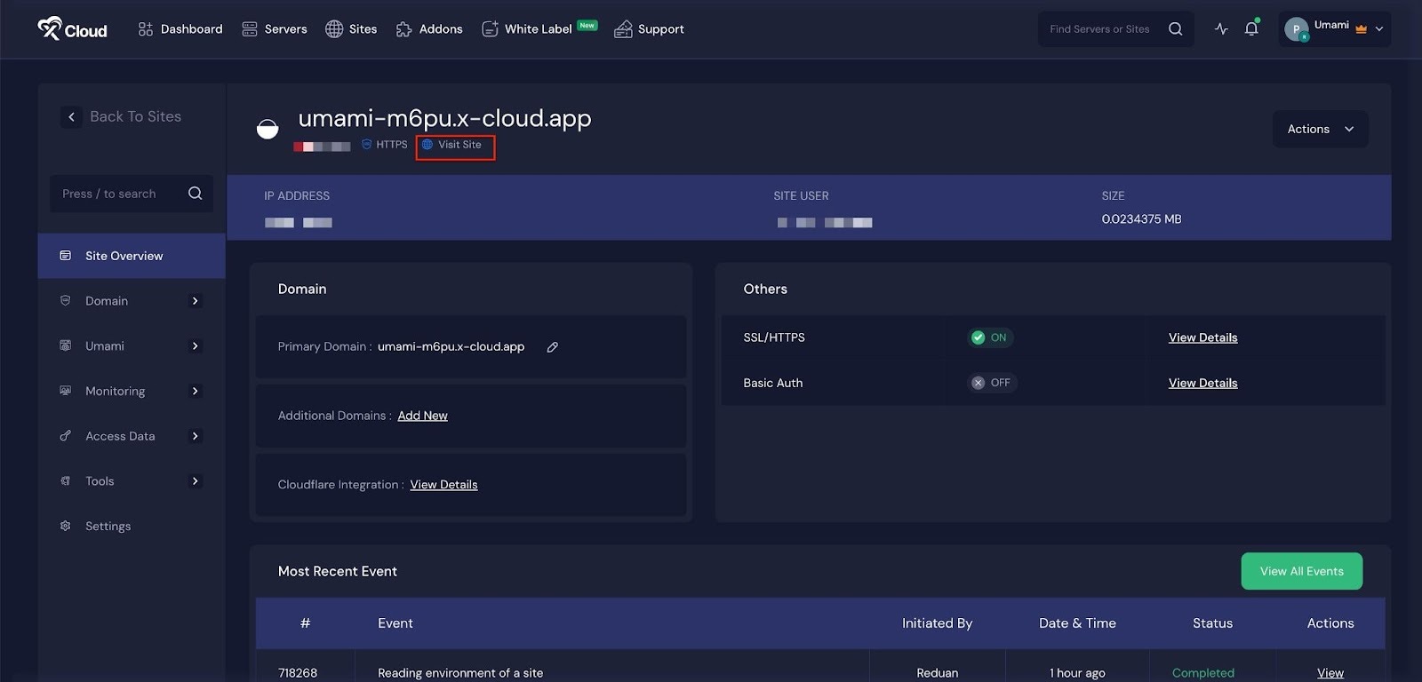 Install Umami with xCloud
