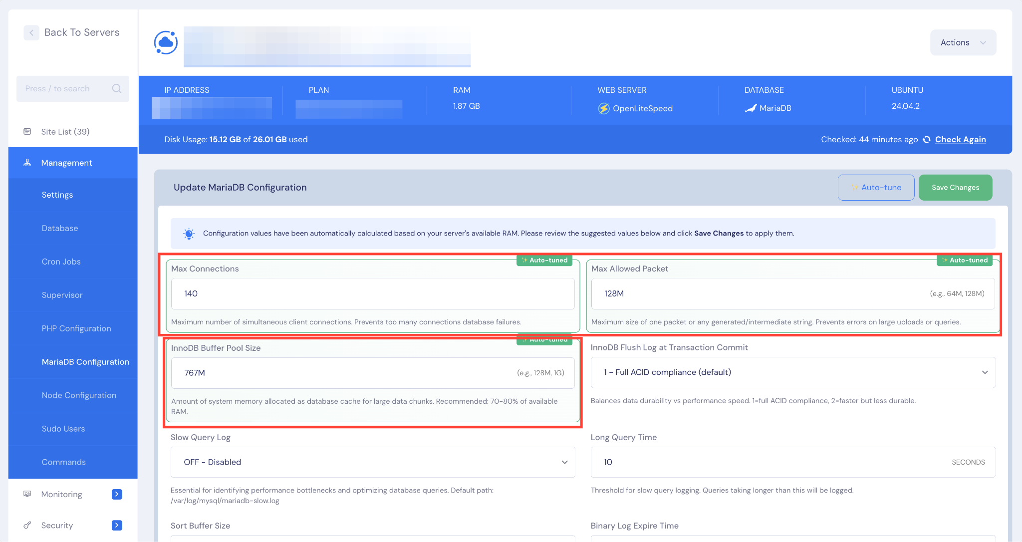  Auto-Tune MySQL/MariaDB Configurations