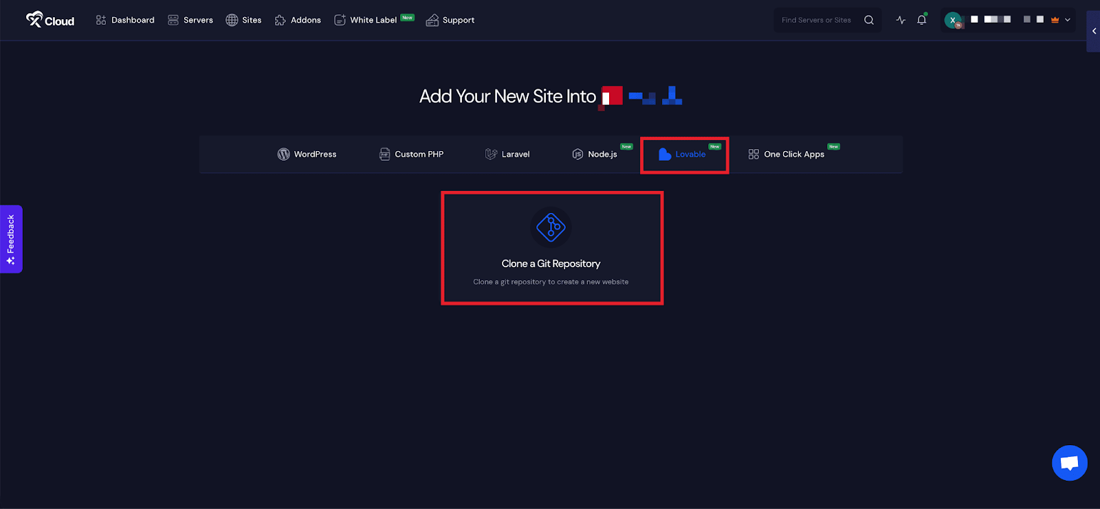 Go to the Lovable Tab