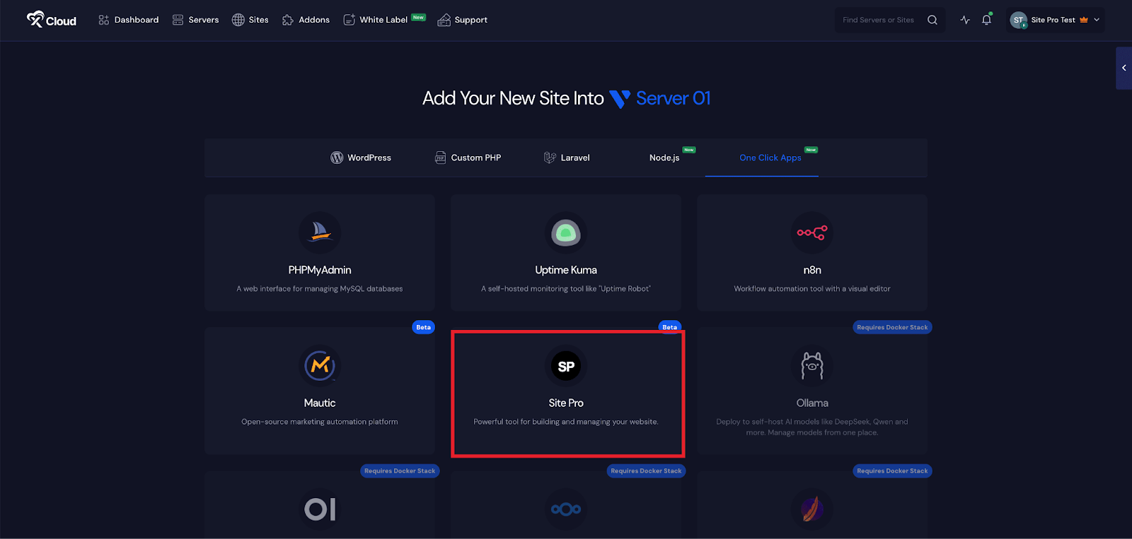 Install Site.pro with xCloud