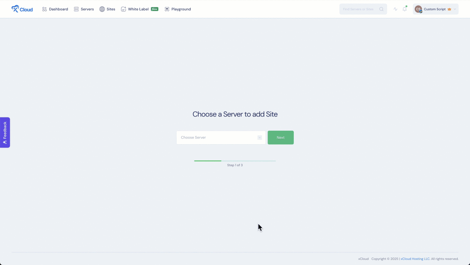 you will see options such as โWordPressโ and โCustom PHPโ. Go to the โNode.jsโ option from the tab.ย