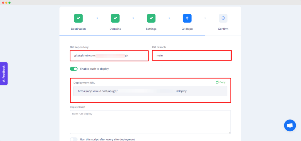 Insert Git Repository Credentials