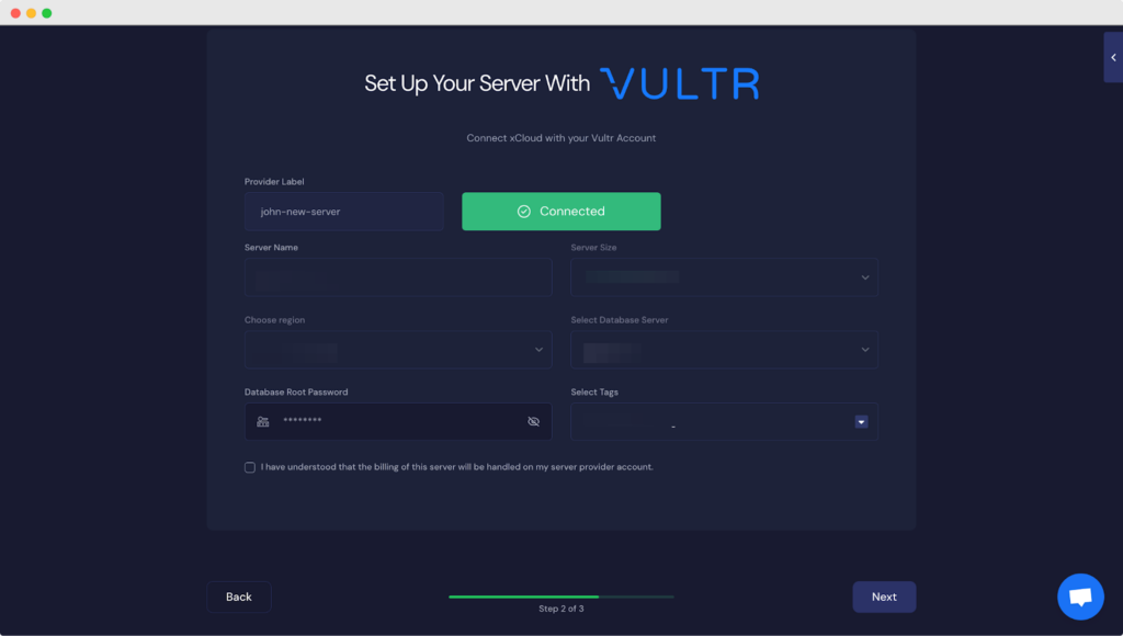 Create a Vultr Server in xCloudย