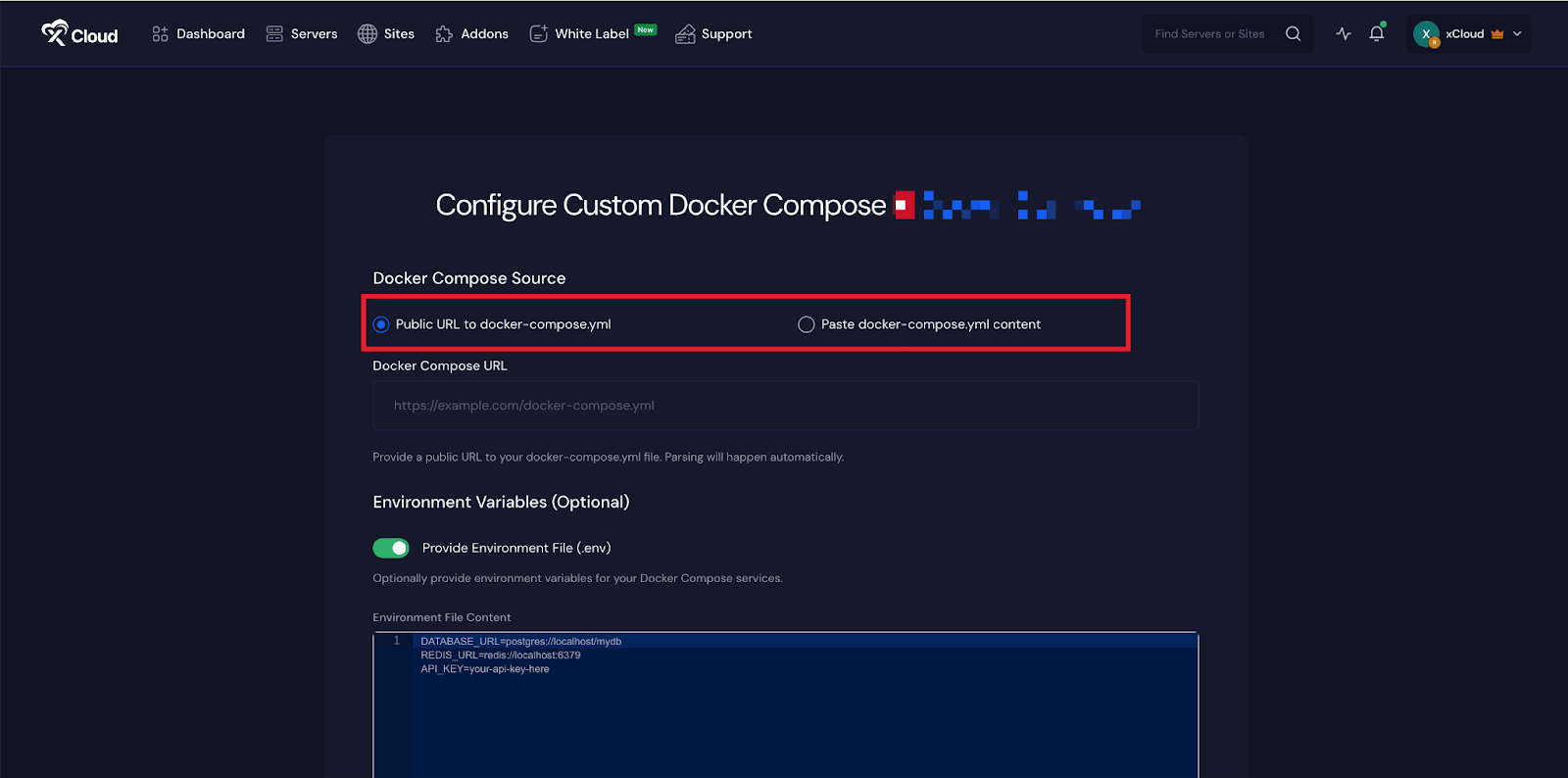 Deploy Custom Docker with xCloud