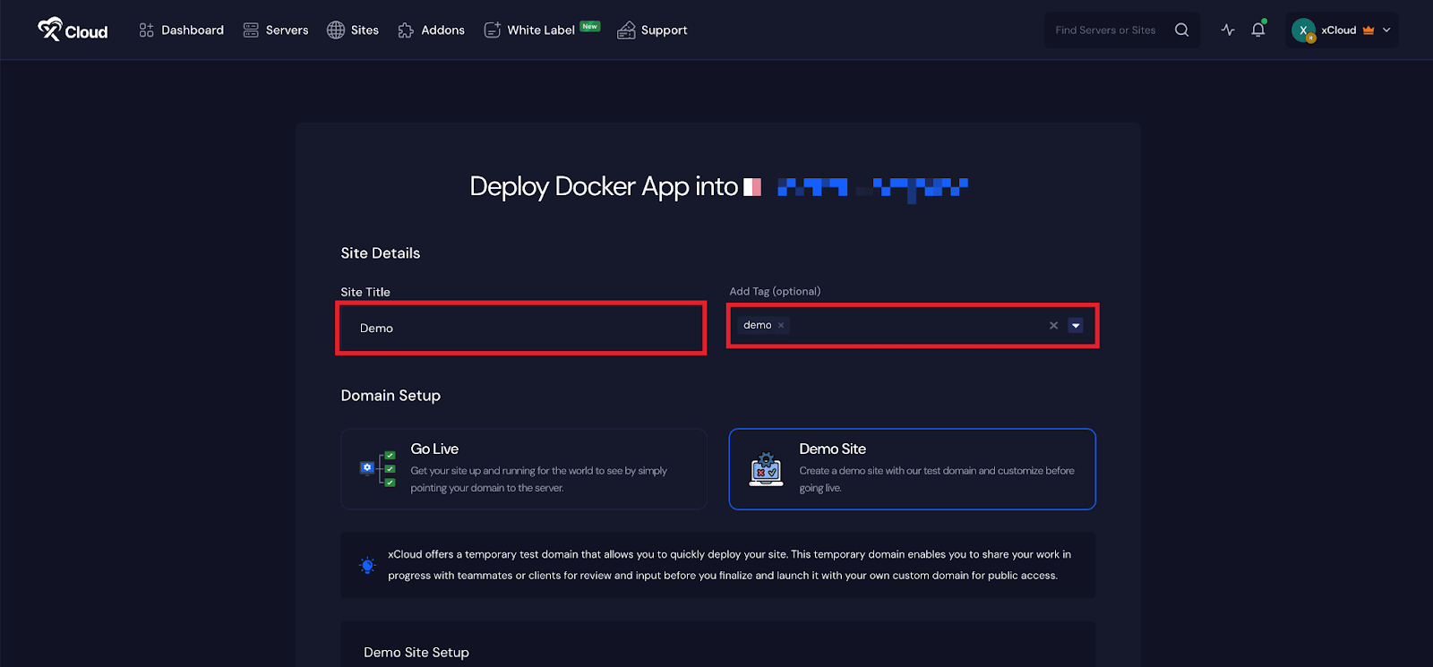 Deploy Custom Docker with xCloud