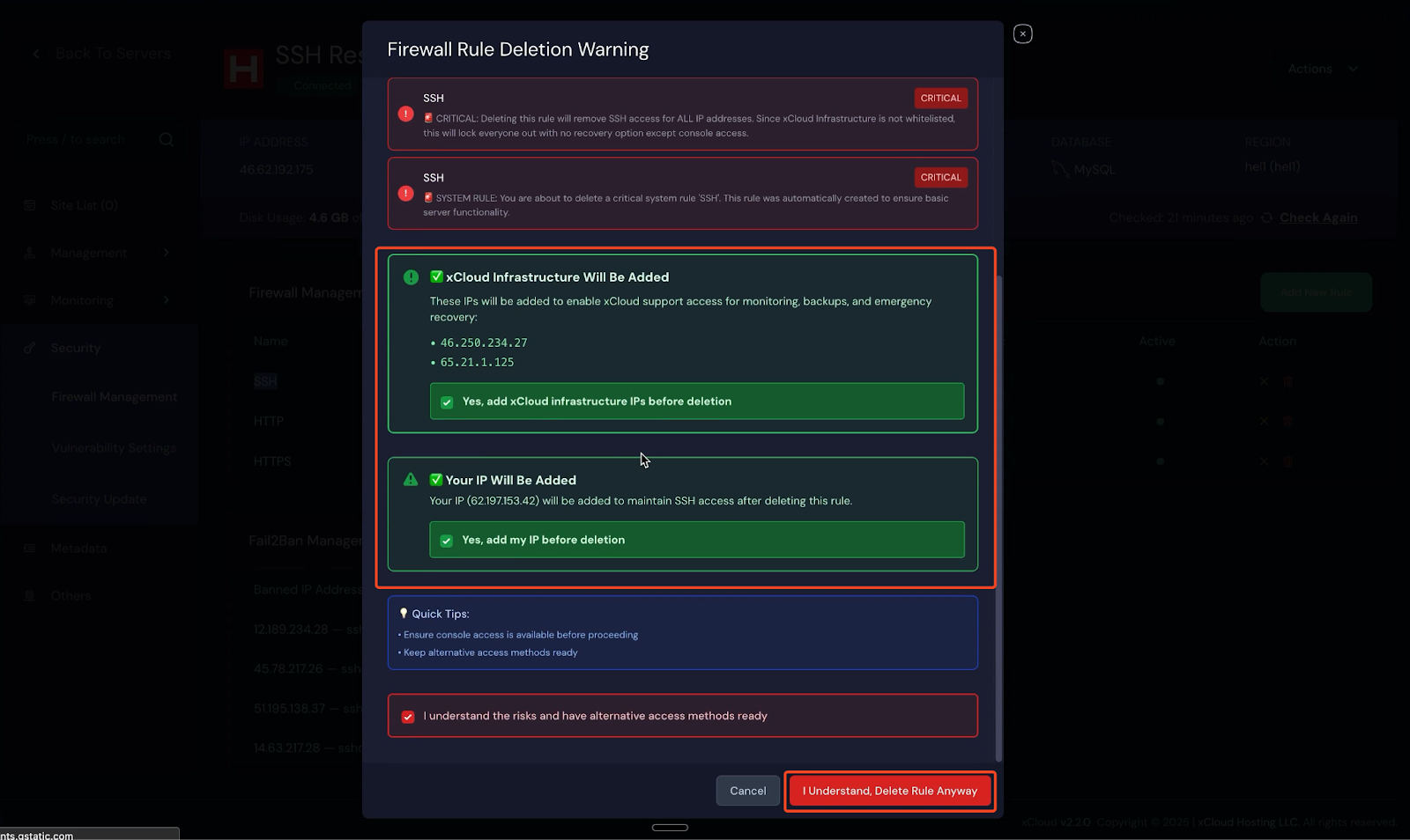 Restrict SSH Access Lockdown