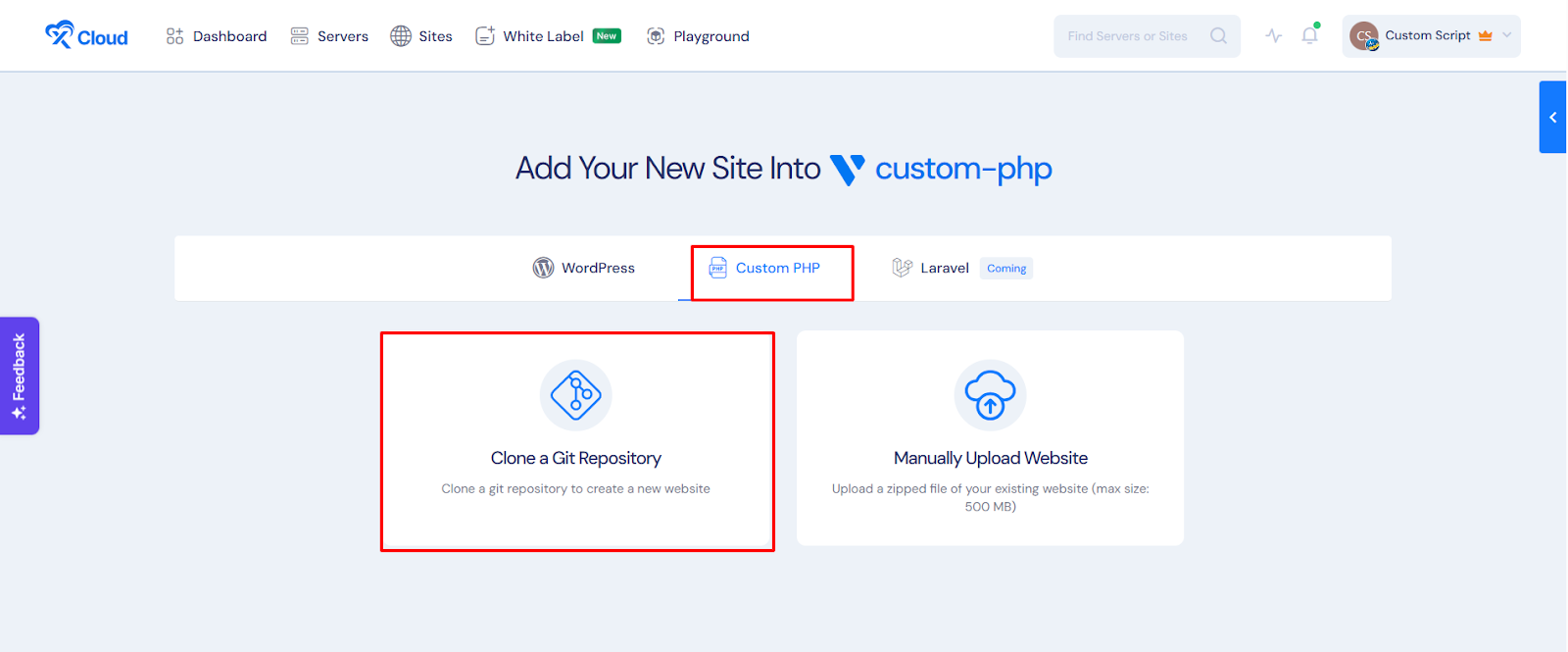 Select Option To Clone A Git Repository Option