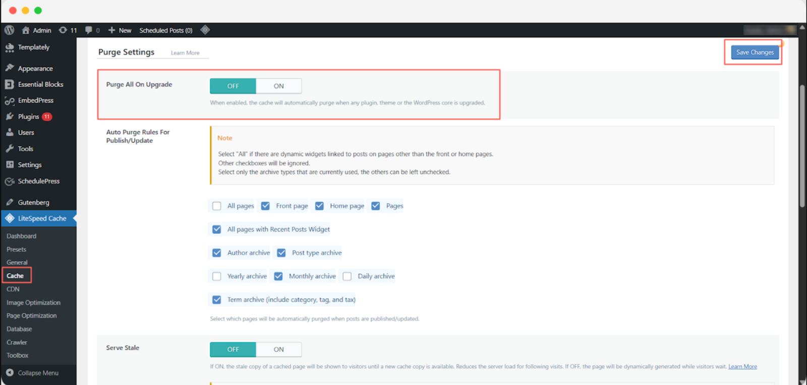 Purge All On Upgrade