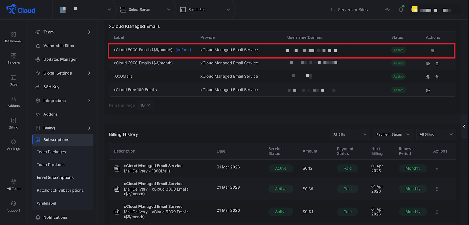 Set up xCloud Mail Delivery Addon