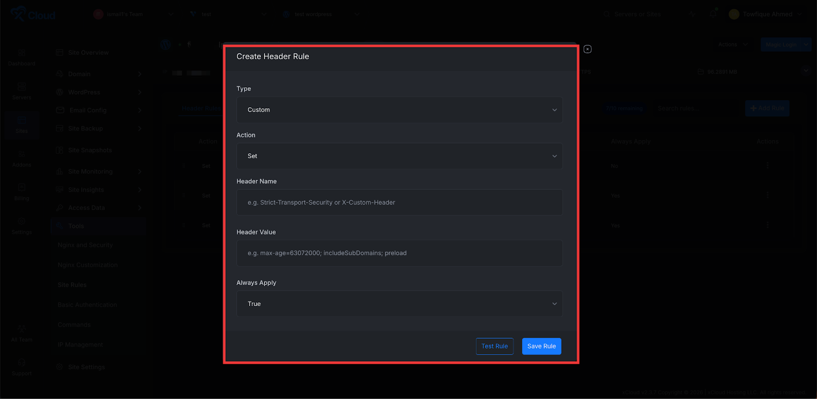 Create And Manage Site Rules