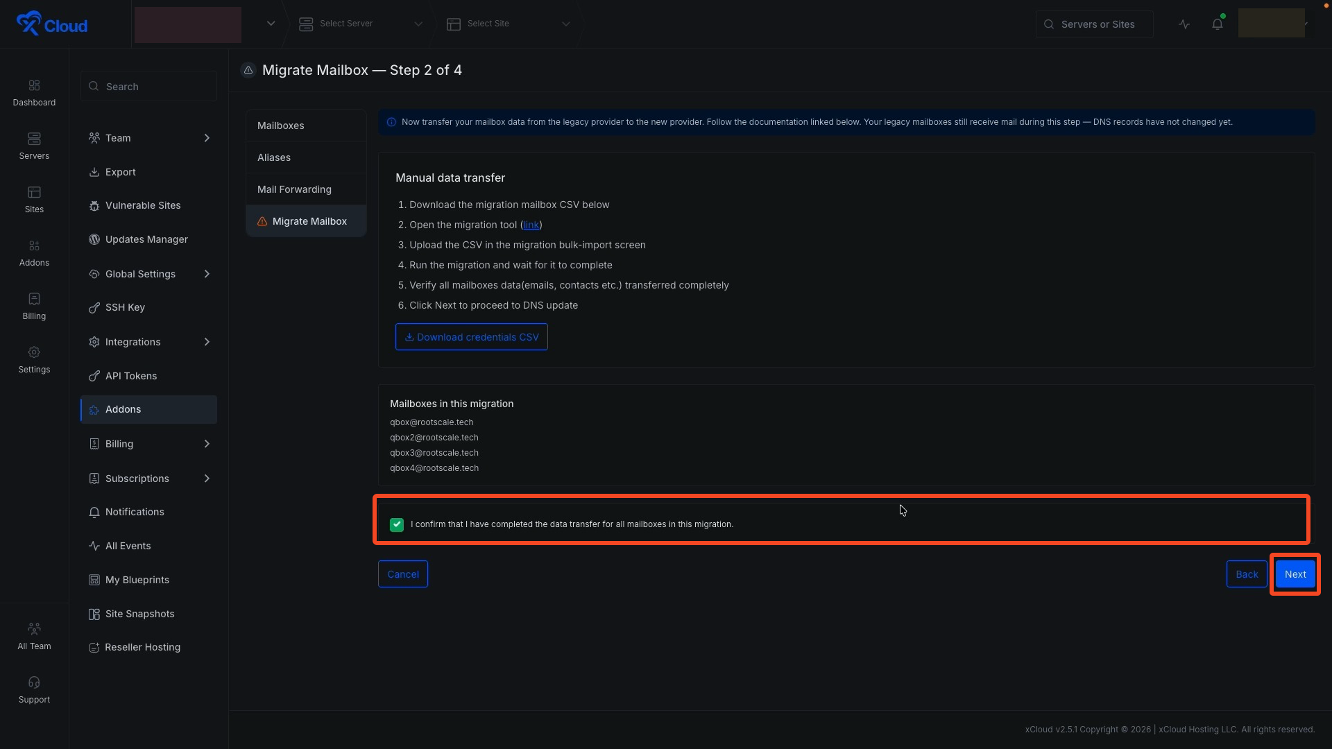 Migrate Emails From Legacy Mailbox To The New xCloud MailBox