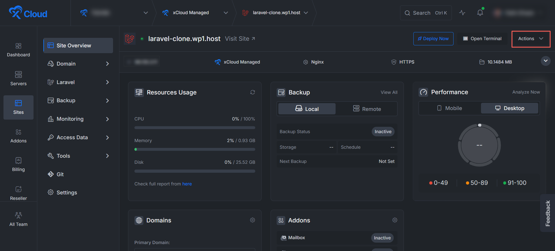 Clone a Laravel app with xCloud โ Clone Site option